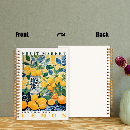 Likjad Summer Lemon Spiral Notebook Journal 5.5x8.3, Lemon Themed Gifts for Women Journals for Writing, Fruit Lover Gift Hardcover Notebooks for Note Taking