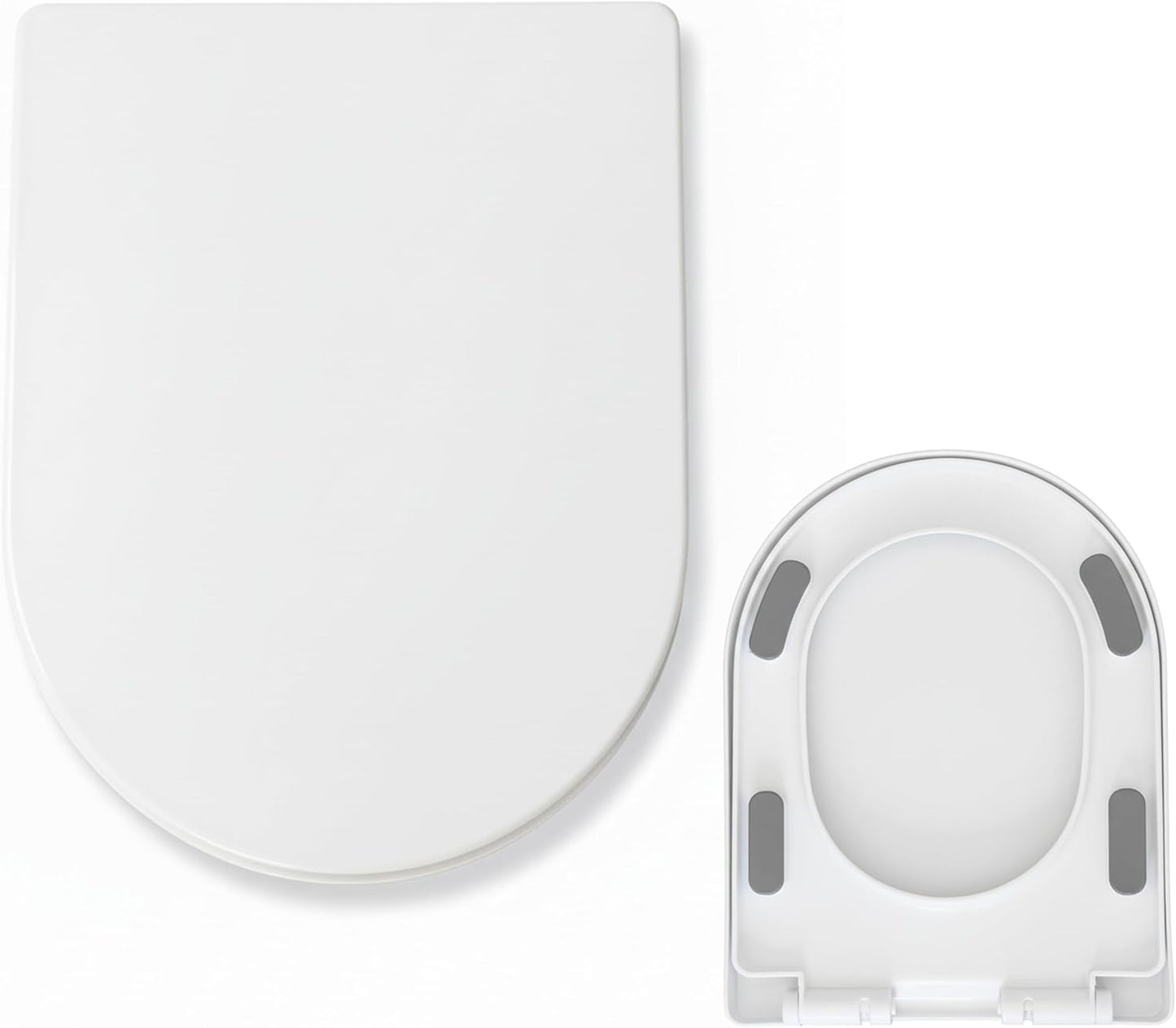U/D-Shape Toilet Seat Replacement, Soft Close Quiet No Slam, PP Plastic Heavy-Duty Anti-Yellow, Quick Release Easy Install, Fits 16.5”LX13.2“W Medium Round & Elongated Toilets – MinS027