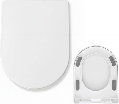 U/D-Shape Toilet Seat Replacement, Soft Close Quiet No Slam, PP Plastic Heavy-Duty Anti-Yellow, Quick Release Easy Install, Fits 16.5”LX13.2“W Medium Round & Elongated Toilets – MinS027