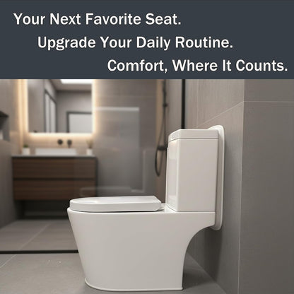 U/D-Shape Toilet Seat Replacement, Soft Close Quiet No Slam, PP Plastic Heavy-Duty Anti-Yellow, Quick Release Easy Install, Fits 16.5”LX13.2“W Medium Round & Elongated Toilets – MinS027