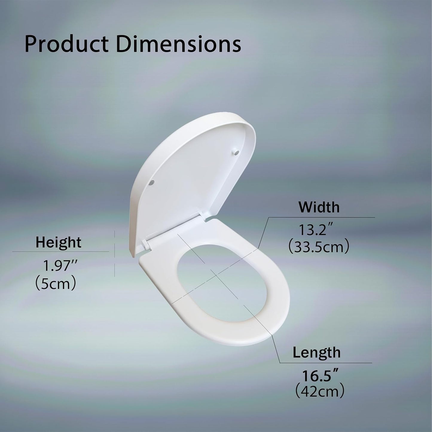 U/D-Shape Toilet Seat Replacement, Soft Close Quiet No Slam, PP Plastic Heavy-Duty Anti-Yellow, Quick Release Easy Install, Fits 16.5”LX13.2“W Medium Round & Elongated Toilets – MinS027