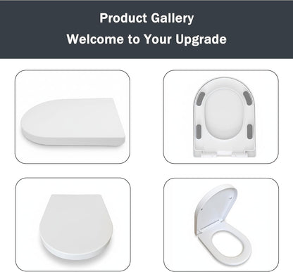 U/D-Shape Toilet Seat Replacement, Soft Close Quiet No Slam, PP Plastic Heavy-Duty Anti-Yellow, Quick Release Easy Install, Fits 16.5”LX13.2“W Medium Round & Elongated Toilets – MinS027