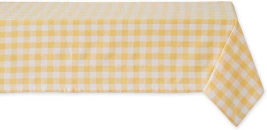 Checkered Tabletop Collection 100% Cotton, Machine Washable, Tablecloth, 60x84, Yellow