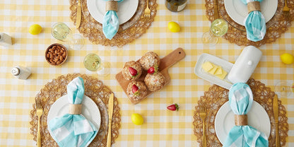 Checkered Tabletop Collection 100% Cotton, Machine Washable, Tablecloth, 60x84, Yellow