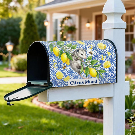 Lemon Magnetic Mailbox Covers, Seasonal Rustic Mouse Flowers Summer Yellow Mailbox Covers for Outside for Garden Patio Decor 18x21 Inch