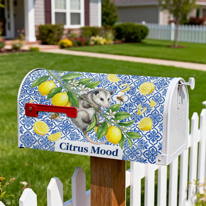 Lemon Magnetic Mailbox Covers, Seasonal Rustic Mouse Flowers Summer Yellow Mailbox Covers for Outside for Garden Patio Decor 18x21 Inch