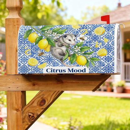 Lemon Magnetic Mailbox Covers, Seasonal Rustic Mouse Flowers Summer Yellow Mailbox Covers for Outside for Garden Patio Decor 18x21 Inch