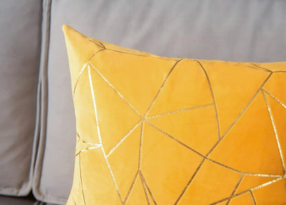 Pack of 2 Cushion Cases Throw Pillow Covers Modern Shining Gilding Geometric Pattern (Lemon Yellow, 18“X18”)