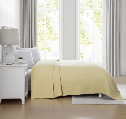 Grand Hotel Lightweight All-Natural 100% Cotton Waffle Weave Blanket, King, Lemon