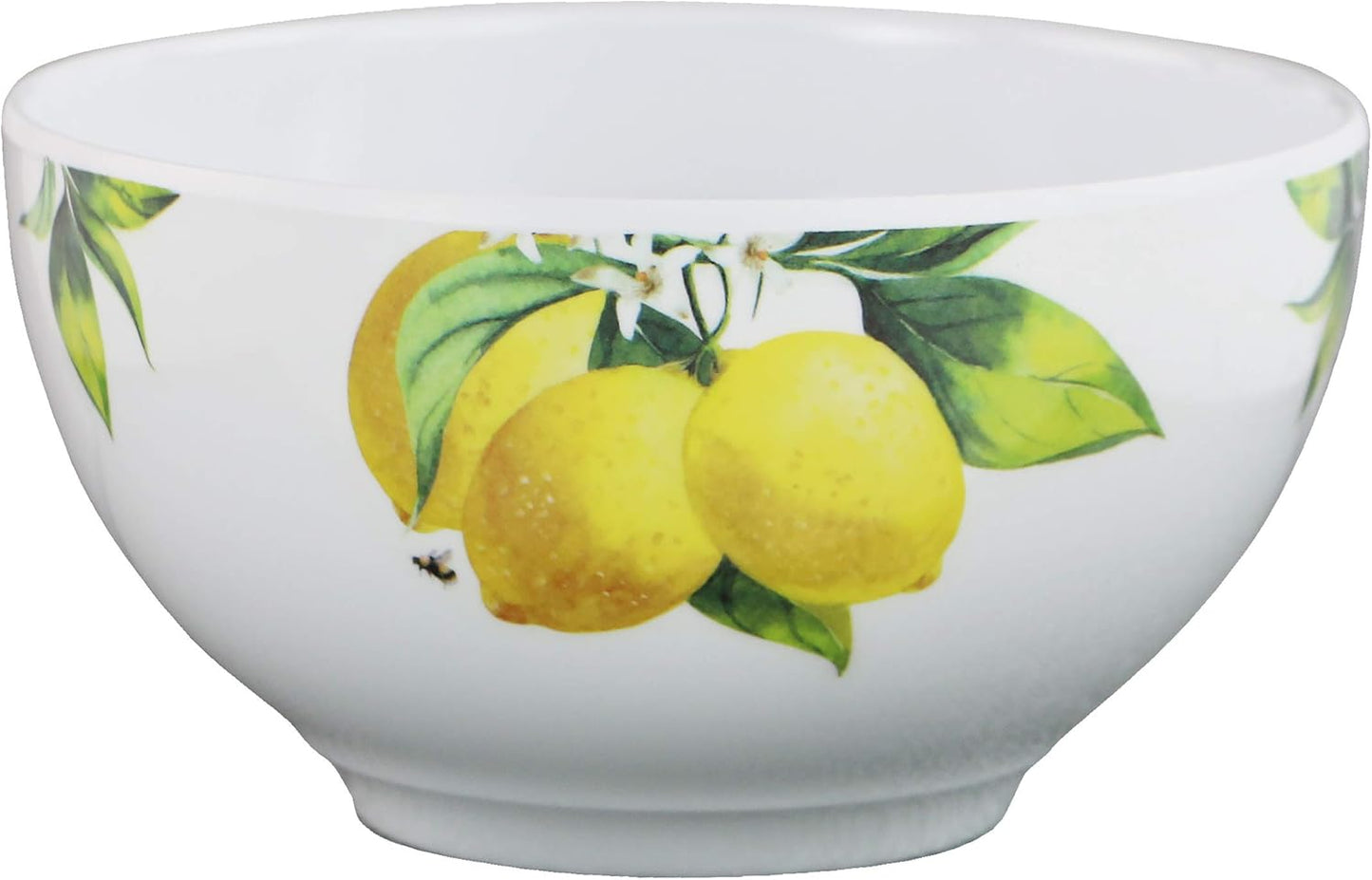 Fresh Lemons , 6pc Melamine Cereal/Soup Bowl Set, white, lemon, green, 2 cups