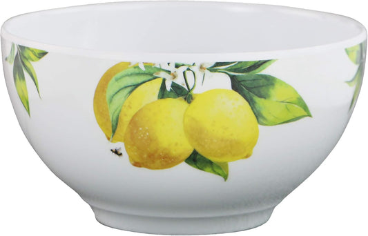 Fresh Lemons , 6pc Melamine Cereal/Soup Bowl Set, white, lemon, green, 2 cups