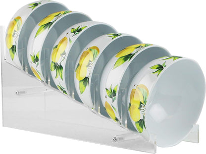 Fresh Lemons , 6pc Melamine Cereal/Soup Bowl Set, white, lemon, green, 2 cups