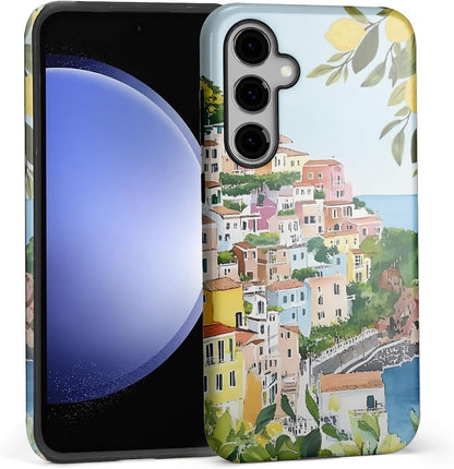 Case for Samsung Galaxy S24,Anti Drop Scratch Protective Phone Cover Case for Women Girl-European Coastal Mediterranean Lemons