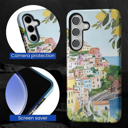 Case for Samsung Galaxy S24,Anti Drop Scratch Protective Phone Cover Case for Women Girl-European Coastal Mediterranean Lemons