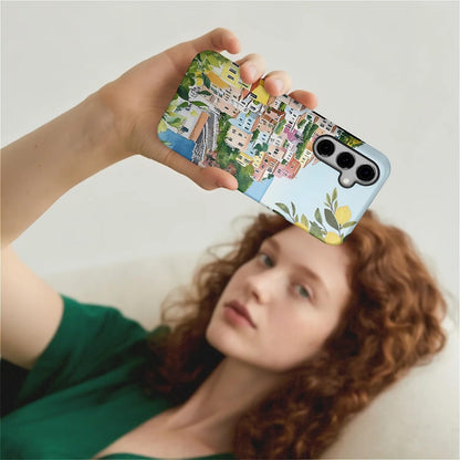 Case for Samsung Galaxy S24,Anti Drop Scratch Protective Phone Cover Case for Women Girl-European Coastal Mediterranean Lemons