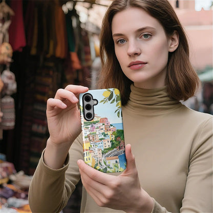 Case for Samsung Galaxy S24,Anti Drop Scratch Protective Phone Cover Case for Women Girl-European Coastal Mediterranean Lemons