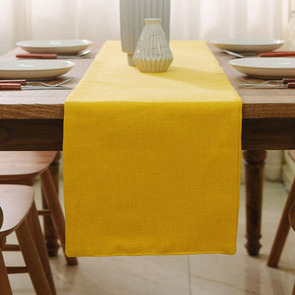 Dining Table Runner 12 x 36 inches Living Room Dinner Wedding Birthday Party Burlap Rustic Table Runner, Yellow