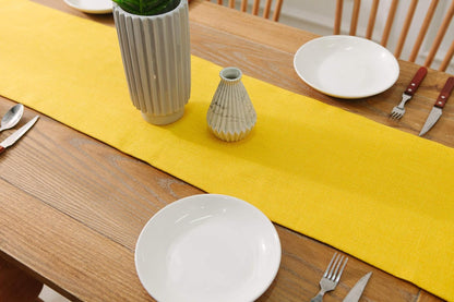 Dining Table Runner 12 x 36 inches Living Room Dinner Wedding Birthday Party Burlap Rustic Table Runner, Yellow