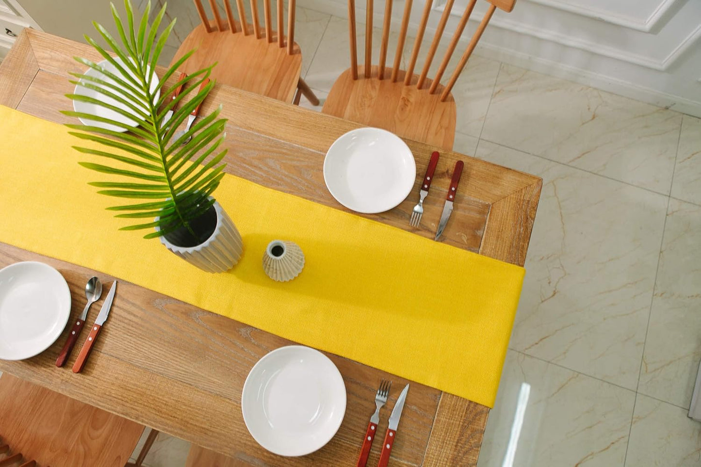 Dining Table Runner 12 x 36 inches Living Room Dinner Wedding Birthday Party Burlap Rustic Table Runner, Yellow