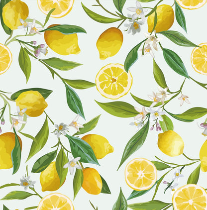 Lemon Peel and Stick Wallpaper Floral 17.7''x118'' Removable Self Adhesive Decorative Fresh Citrus Leaf Prints Floral Wallpaper Vinyl for Nursery Bedroom Kitchen Walls Cabinets Shelf Liners