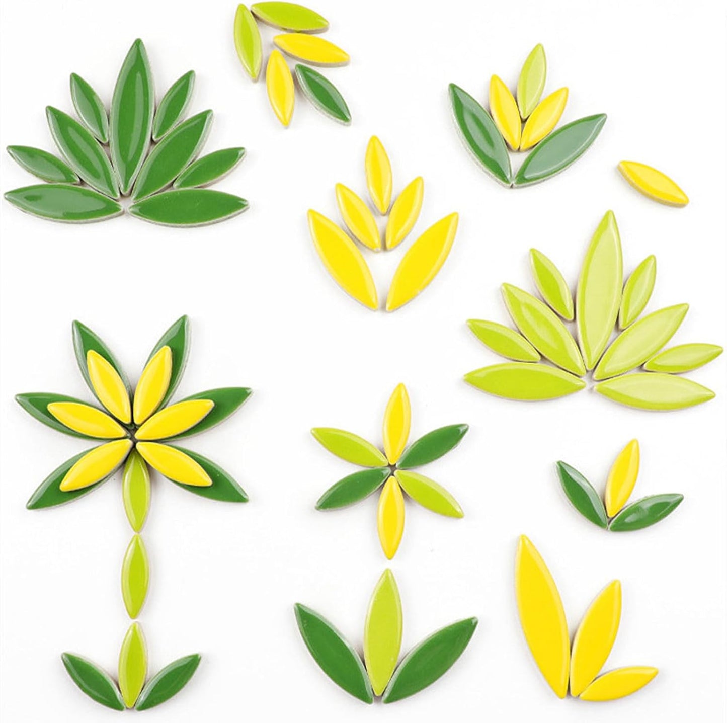 1.1lb Ceramic Mosaic Tiles for Crafts, Leaf Mosaic Pieces Porcelain Mosaic Tiles for Mosaic DIY, Stained Ceramics Supplies (Yellow)
