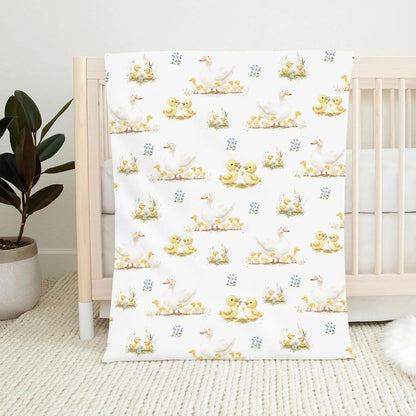 Cute Ducks Wild Floral Baby Blankets for Boy Girl Yellow Duck Wildflowers Flannel Fleece Blanket for Kids Infant Newborn Farm Animal Toddler Nursery Bedding Shower Gift Duck 30x40inch