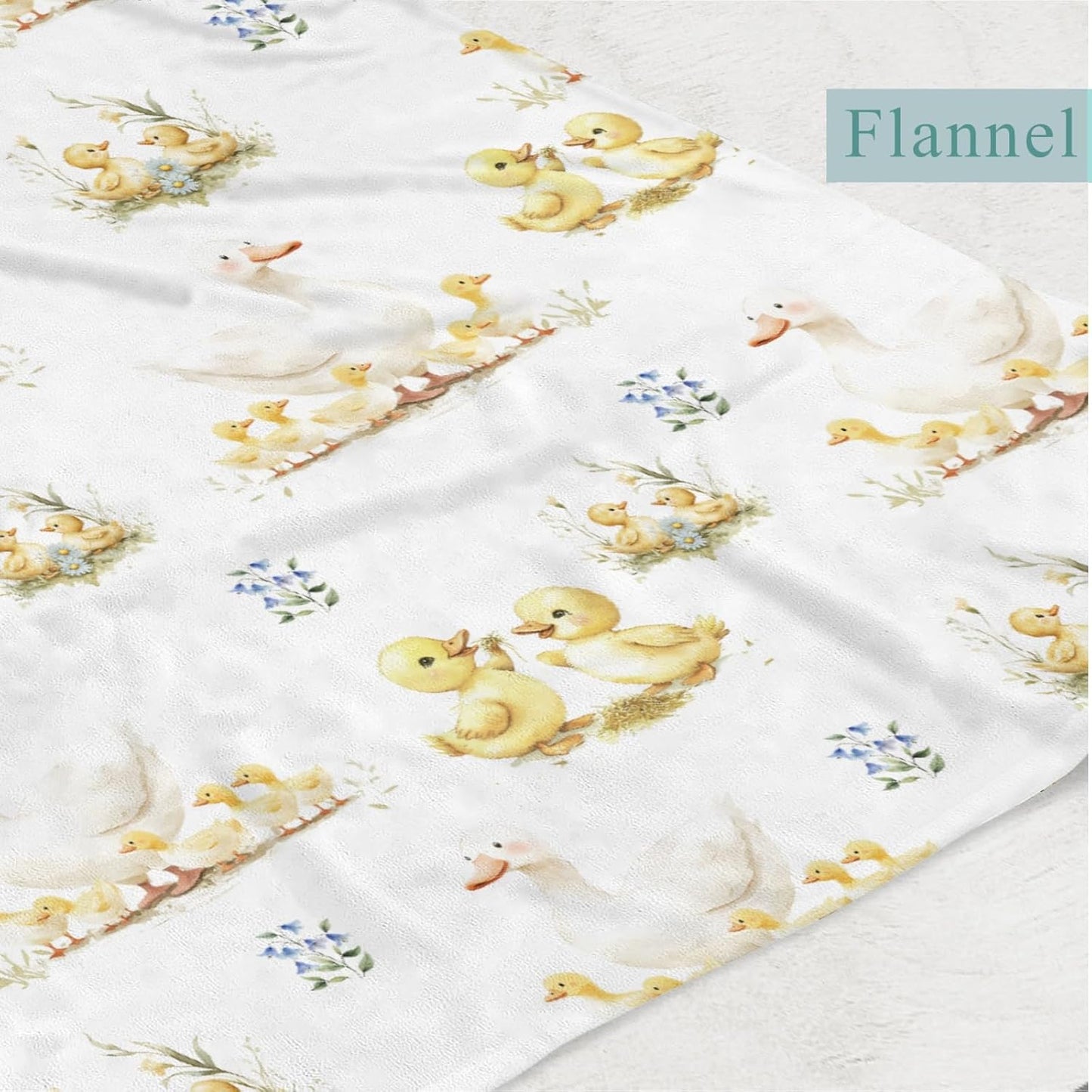 Cute Ducks Wild Floral Baby Blankets for Boy Girl Yellow Duck Wildflowers Flannel Fleece Blanket for Kids Infant Newborn Farm Animal Toddler Nursery Bedding Shower Gift Duck 30x40inch