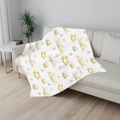 Cute Ducks Wild Floral Baby Blankets for Boy Girl Yellow Duck Wildflowers Flannel Fleece Blanket for Kids Infant Newborn Farm Animal Toddler Nursery Bedding Shower Gift Duck 30x40inch