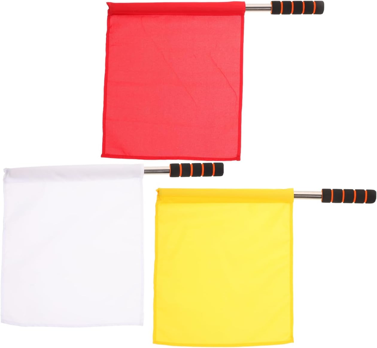 GANAZONO Sports Referee Flags Set of 3 Traffic Control Flag with Handle Red Yellow White Waving Flag for Football Track and Field Officials Outdoor Sports Events 17.91 X 13.58 in