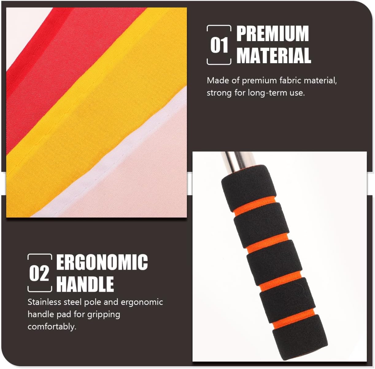 GANAZONO Sports Referee Flags Set of 3 Traffic Control Flag with Handle Red Yellow White Waving Flag for Football Track and Field Officials Outdoor Sports Events 17.91 X 13.58 in