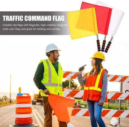 GANAZONO Sports Referee Flags Set of 3 Traffic Control Flag with Handle Red Yellow White Waving Flag for Football Track and Field Officials Outdoor Sports Events 17.91 X 13.58 in