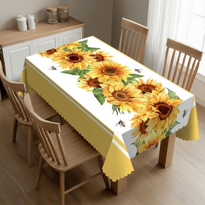 Yellow Sunflower Rectangular Tablecloth, Sunflowers Table Cloth Washable Tablecloths Decorative Table Cover for Kitchen, Dining, or Parties 54x72 Inches