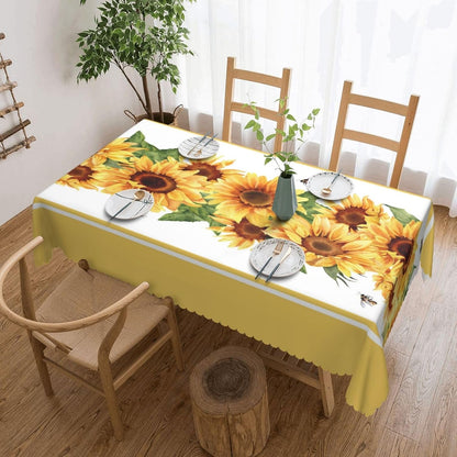 Yellow Sunflower Rectangular Tablecloth, Sunflowers Table Cloth Washable Tablecloths Decorative Table Cover for Kitchen, Dining, or Parties 54x72 Inches