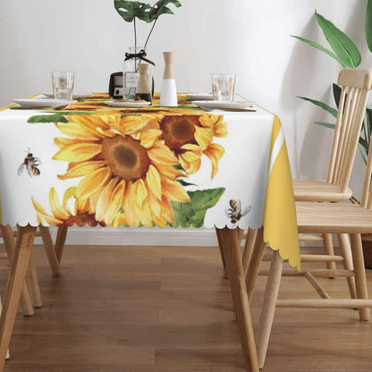 Yellow Sunflower Rectangular Tablecloth, Sunflowers Table Cloth Washable Tablecloths Decorative Table Cover for Kitchen, Dining, or Parties 54x72 Inches