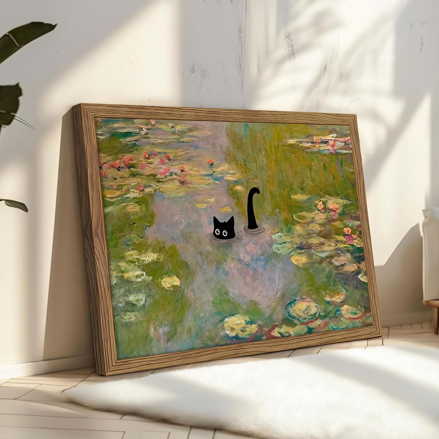 Framed Funny Bathroom Wall Art Decor, Yellow Duck in Pink Bathtub Canvas Wall Decor Painting, Cute Whimsical Animal Poster Print Picture for Girls Bathroom Nursery 16x24 Inch