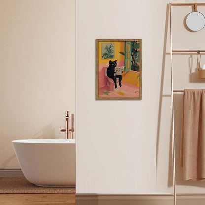 Framed Funny Bathroom Wall Art Decor, Yellow Duck in Pink Bathtub Canvas Wall Decor Painting, Cute Whimsical Animal Poster Print Picture for Girls Bathroom Nursery 16x24 Inch