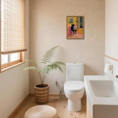 Framed Funny Bathroom Wall Art Decor, Yellow Duck in Pink Bathtub Canvas Wall Decor Painting, Cute Whimsical Animal Poster Print Picture for Girls Bathroom Nursery 16x24 Inch