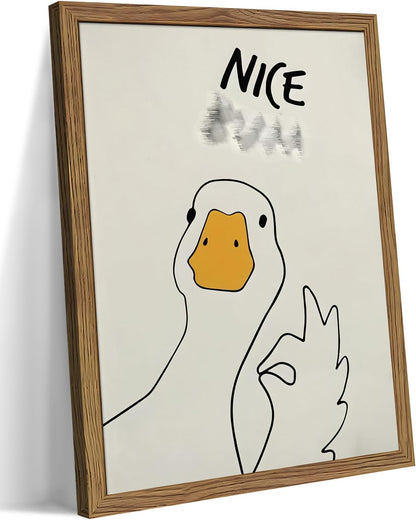 Framed Funny Bathroom Wall Art Decor, Yellow Duck in Pink Bathtub Canvas Wall Decor Painting, Cute Whimsical Animal Poster Print Picture for Girls Bathroom Nursery 16x24 Inch