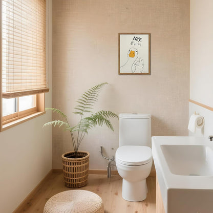 Framed Funny Bathroom Wall Art Decor, Yellow Duck in Pink Bathtub Canvas Wall Decor Painting, Cute Whimsical Animal Poster Print Picture for Girls Bathroom Nursery 16x24 Inch