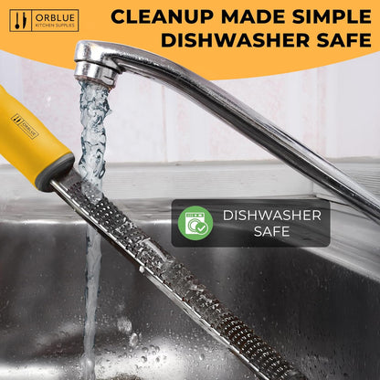 Lemon Zester & Cheese Grater - Premium Citrus Zester, Kitchen Grater for Parmesan, Chocolate, Fruits, Vegetables, Ginger, Garlic, Nutmeg - Stainless Steel Blades with Protective Cover, Yellow