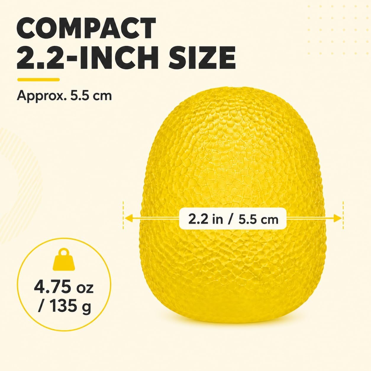 2.17in Yellow Textured Squishy Slow Rising Fidget Toy | Soft TPR, Textured Surface, squeeze toy, calm hands, stress relief, focus support, home, class, travel, kids and adults