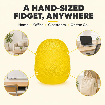 2.17in Yellow Textured Squishy Slow Rising Fidget Toy | Soft TPR, Textured Surface, squeeze toy, calm hands, stress relief, focus support, home, class, travel, kids and adults