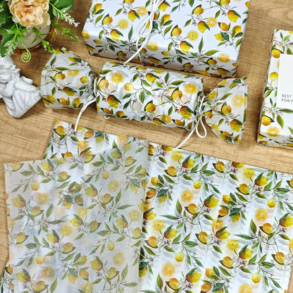 Lemon Print Tissue Paper, 60 Sheets, 20x14 in, Yellow Citrus Floral Pattern Gift Wrapping Paper for Gift Bags, Packaging, DIY Craft for Birthday Baby Shower Wedding Summer Fruit-Themed Party