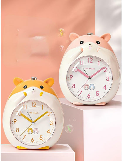 Kids Alarm Clock Hamster Alarm Clock for Kids Bedroom, Cute Cartoon Bedside Clock Children's Sleep Trainier, Wake Up for Boys Girls Birthday Gifts (Yellow)