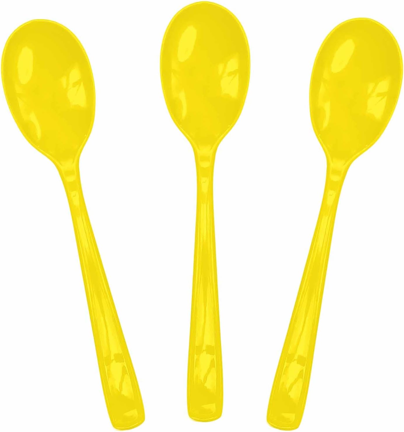25 PCS Yellow Plastic Spoons Disposable Utensils Heavy Duty Yellow Spoons Disposable Cutlery for Birthday Wedding Baby Shower Bridal Shower Plastic Silverware