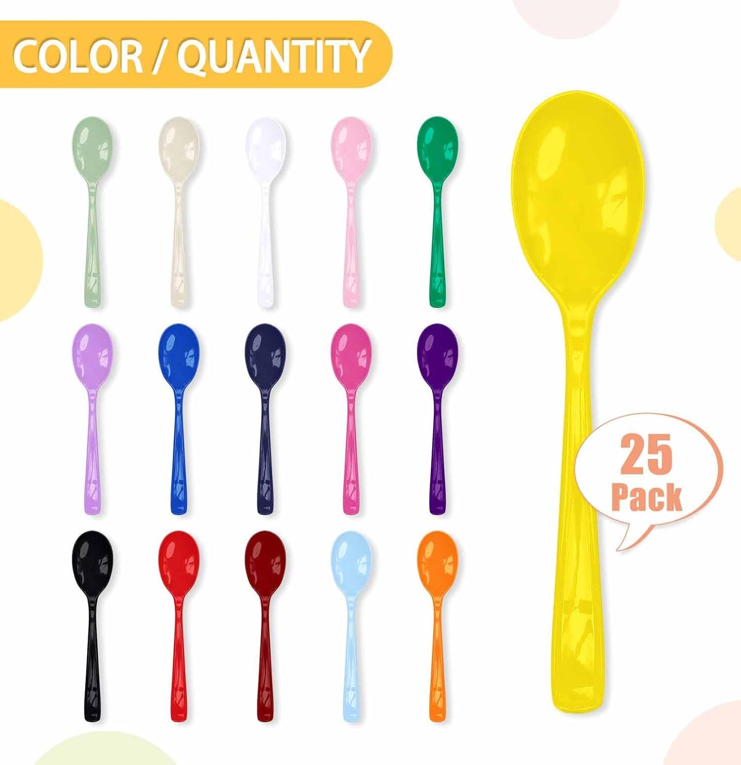 25 PCS Yellow Plastic Spoons Disposable Utensils Heavy Duty Yellow Spoons Disposable Cutlery for Birthday Wedding Baby Shower Bridal Shower Plastic Silverware