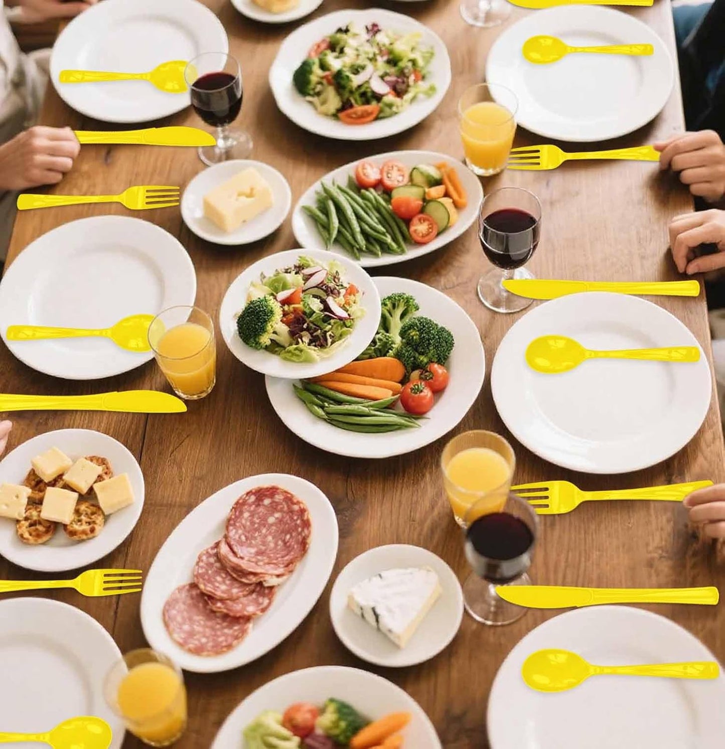 25 PCS Yellow Plastic Spoons Disposable Utensils Heavy Duty Yellow Spoons Disposable Cutlery for Birthday Wedding Baby Shower Bridal Shower Plastic Silverware