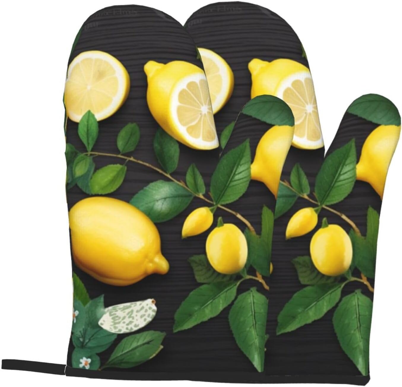 Oven Mitts Set of 2,Art Lemon Pattern Print Heat Resistant Kitchen Mitts Cooking Gloves for Cooking Baking Gifts Decor