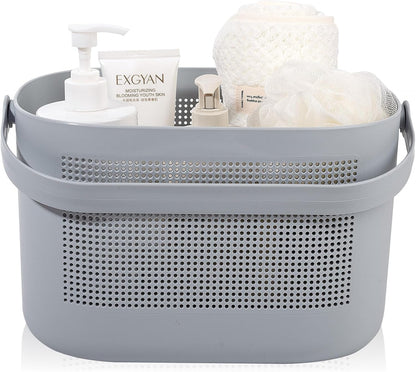 Plastic Portable Shower Caddy Basket, Storage Organizer with Handle, Yellow | Bottom Drain Holes, Keep Dry, Sturdy and Durable, Easy to Carry for Bathroom, Kitchen, Dorm Room, RV, College