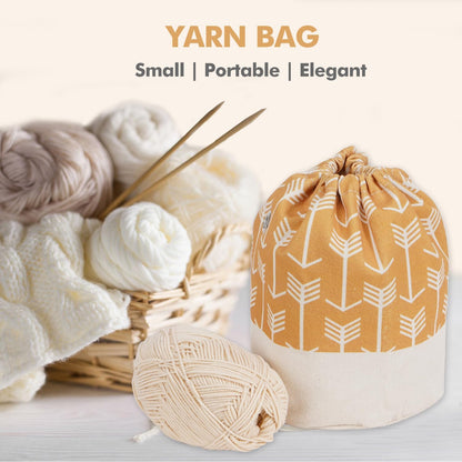 Yarn Bag, Small Knitting Crochet Bag, Portable Yarn Storage Bags Organizer for Crocheting Project, Store Skein Ball, Short Knitting Needle (Yellow)